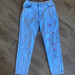 VTG 80’s wear your body daily jeans acid washfloral embroidered straight leg 18